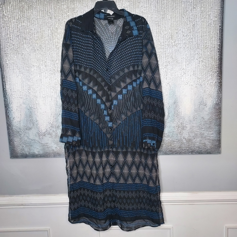 Ashley Stewart Sheer Printed Long Dress